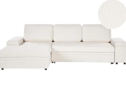 Divano letto angolare 3 posti HRISEY Bouclé Bianco con contenitore Lato destro