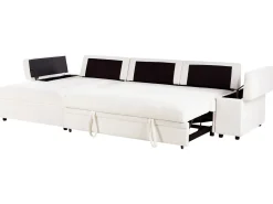 Divano letto angolare 3 posti HRISEY Bouclé Bianco con contenitore Lato destro