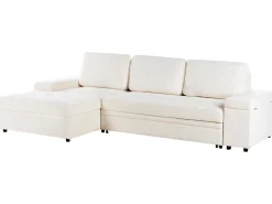 Divano letto angolare 3 posti HRISEY Bouclé Bianco con contenitore Lato destro