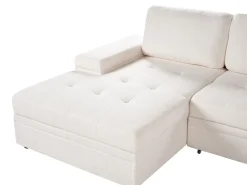Divano letto angolare 3 posti HRISEY Bouclé Bianco con contenitore Lato destro