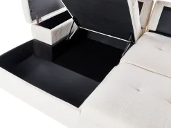 Divano letto angolare 3 posti HRISEY Bouclé Bianco con contenitore Lato destro