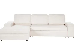 Divano letto angolare 3 posti HRISEY Bouclé Bianco con contenitore Lato destro