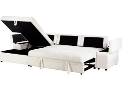 Divano letto angolare 3 posti HRISEY Bouclé Bianco con contenitore Lato destro