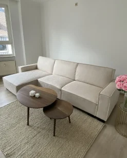 Divano letto angolare 3 posti ROMEDAL Tessuto Beige Lato destro