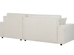 Divano letto angolare 3 posti ABACKA Velluto a coste Bianco sporco Lato Sinistro