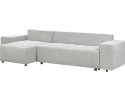 Divano letto angolare 3 posti LUSPA Tessuto Grigio chiaro con contenitore Lato destro