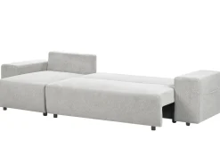 Divano letto angolare 3 posti LUSPA Tessuto Grigio chiaro con contenitore Lato destro