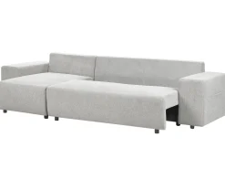 Divano letto angolare 3 posti LUSPA Tessuto Grigio chiaro con contenitore Lato destro