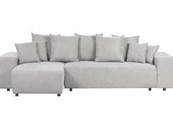 Divano letto angolare 3 posti LUSPA Tessuto Grigio chiaro con contenitore Lato destro
