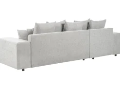 Divano letto angolare 3 posti LUSPA Tessuto Grigio chiaro con contenitore Lato destro
