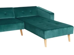 Divano letto angolare 4 posti VADSO Velluto Verde smeraldo Lato Sinistro