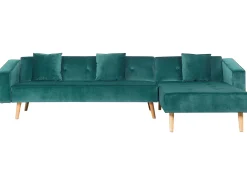 Divano letto angolare 4 posti VADSO Velluto Verde smeraldo Lato Sinistro