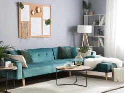 Divano letto angolare 4 posti VADSO Velluto Verde smeraldo Lato Sinistro