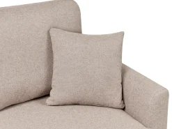 Divano letto angolare 3 posti NASSJO Lino sintetico Marrone chiaro con contenitore Lato Sinistro