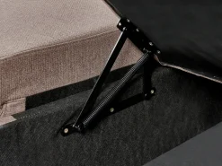 Divano letto angolare 3 posti NASSJO Lino sintetico Marrone chiaro con contenitore Lato Sinistro