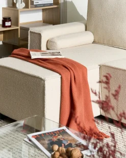 Divano letto angolare 3 posti EDANE Bouclé Bianco sporco con contenitore Lato destro