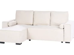 Divano letto angolare 3 posti EDANE Bouclé Bianco sporco con contenitore Lato destro