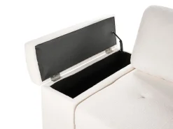 Divano letto angolare 3 posti HRISEY Bouclé Bianco con contenitore Lato Sinistro