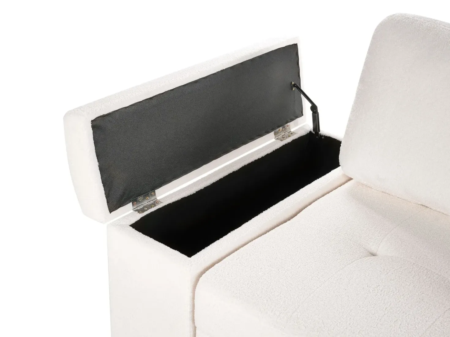 Divano letto angolare 3 posti HRISEY Bouclé Bianco con contenitore Lato Sinistro