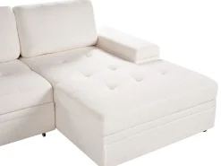 Divano letto angolare 3 posti HRISEY Bouclé Bianco con contenitore Lato Sinistro