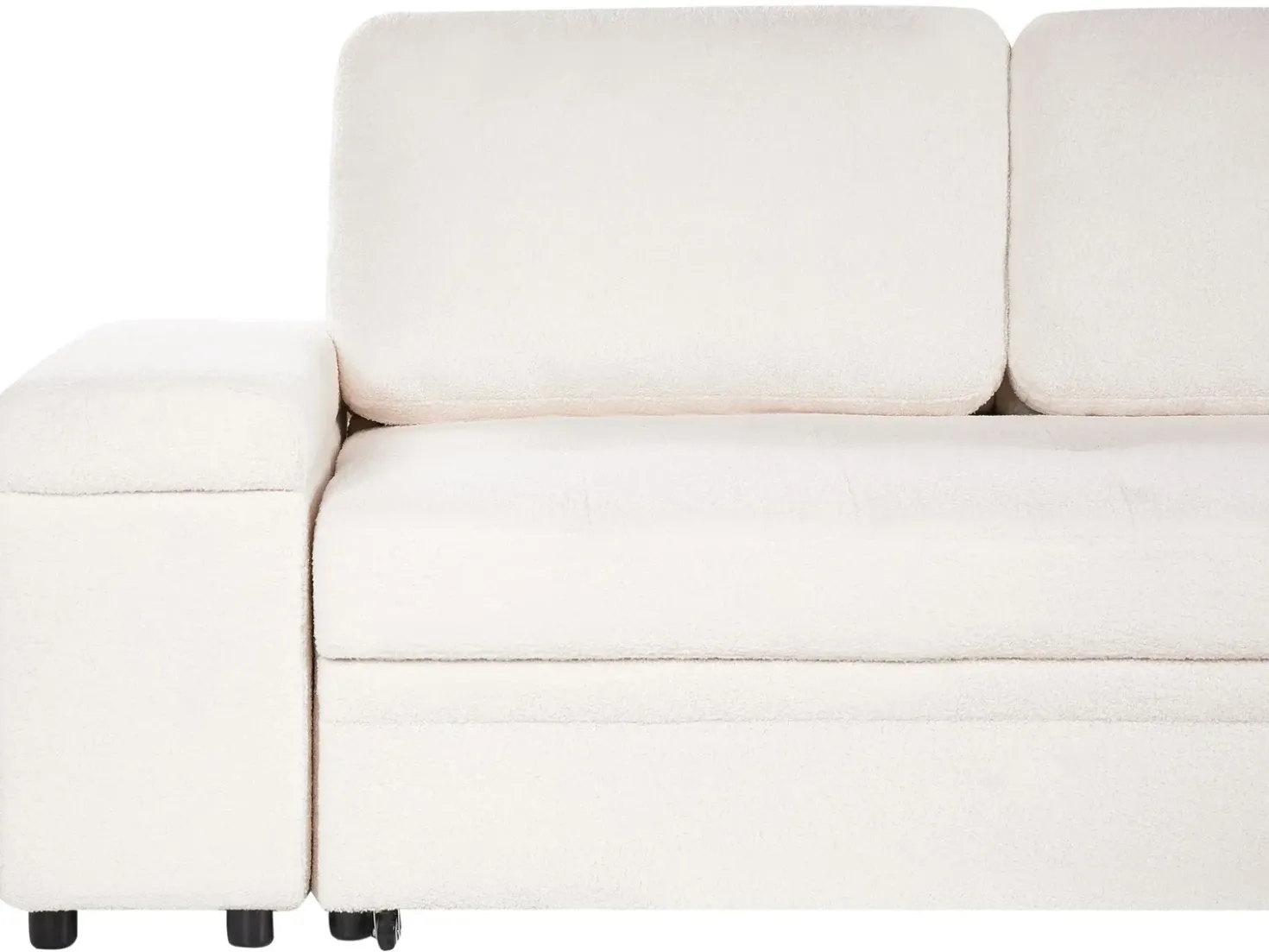 Divano letto angolare 3 posti HRISEY Bouclé Bianco con contenitore Lato Sinistro