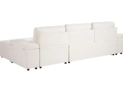 Divano letto angolare 3 posti HRISEY Bouclé Bianco con contenitore Lato Sinistro