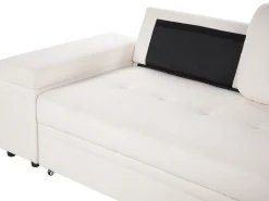 Divano letto angolare 3 posti HRISEY Bouclé Bianco con contenitore Lato Sinistro