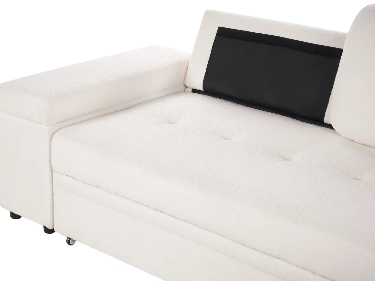 Divano letto angolare 3 posti HRISEY Bouclé Bianco con contenitore Lato Sinistro