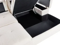 Divano letto angolare 3 posti HRISEY Bouclé Bianco con contenitore Lato Sinistro