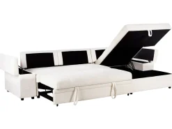 Divano letto angolare 3 posti HRISEY Bouclé Bianco con contenitore Lato Sinistro