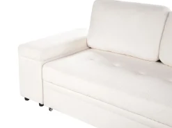 Divano letto angolare 3 posti HRISEY Bouclé Bianco con contenitore Lato Sinistro