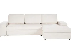 Divano letto angolare 3 posti HRISEY Bouclé Bianco con contenitore Lato Sinistro
