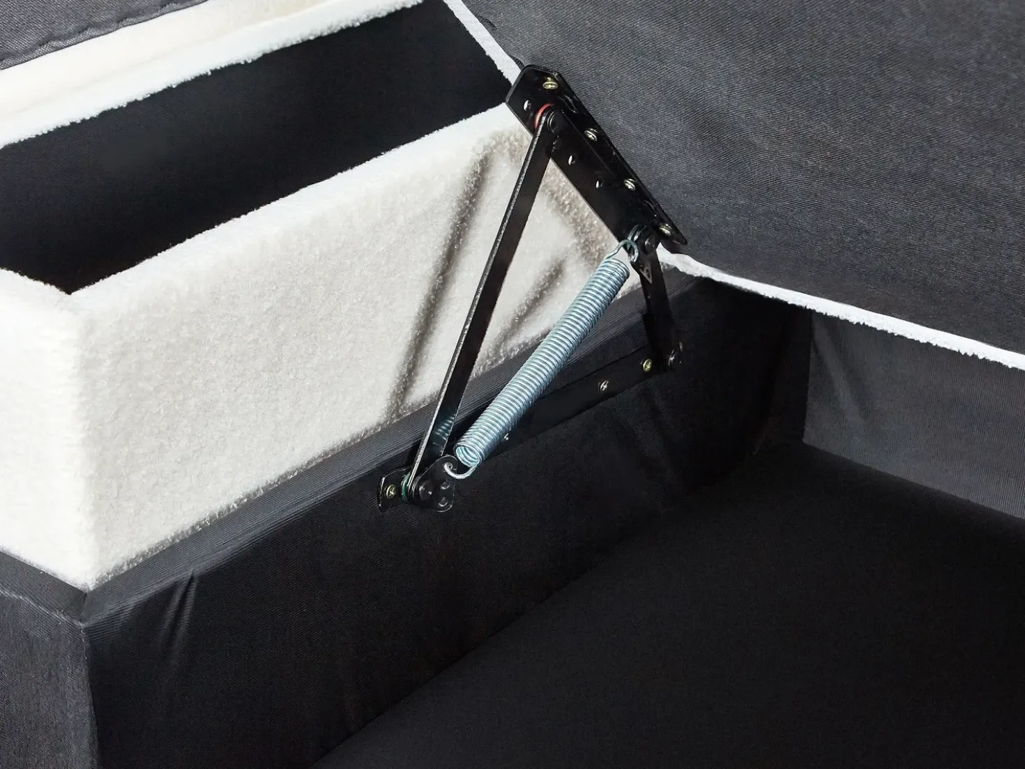 Divano letto angolare 3 posti HRISEY Bouclé Bianco con contenitore Lato Sinistro
