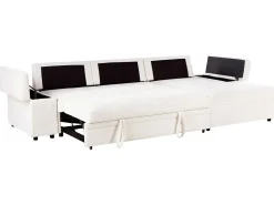 Divano letto angolare 3 posti HRISEY Bouclé Bianco con contenitore Lato Sinistro