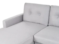 Divano letto angolare 4 posti FLAKK Tessuto Grigio chiaro con contenitore Lato destro