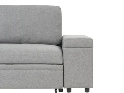 Divano letto angolare 3 posti HRISEY Lino sintetico Grigio con contenitore Lato destro