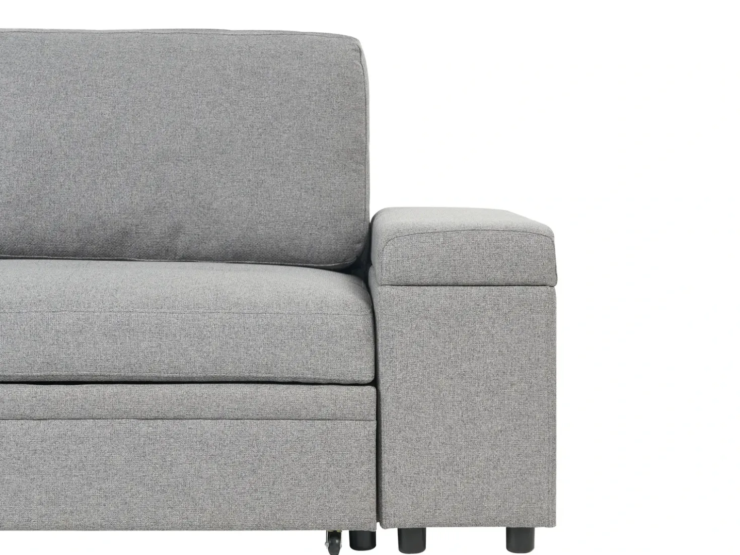 Divano letto angolare 3 posti HRISEY Lino sintetico Grigio con contenitore Lato destro