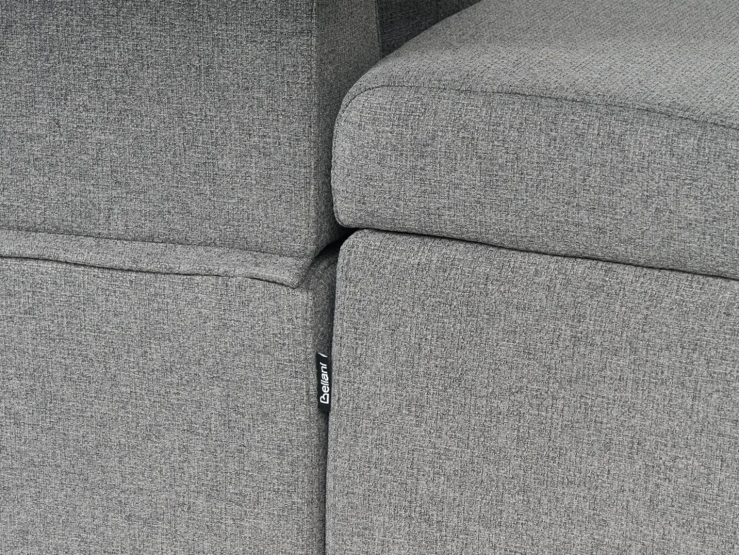 Divano letto angolare 3 posti HRISEY Lino sintetico Grigio con contenitore Lato destro