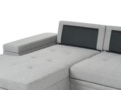 Divano letto angolare 3 posti HRISEY Lino sintetico Grigio con contenitore Lato destro