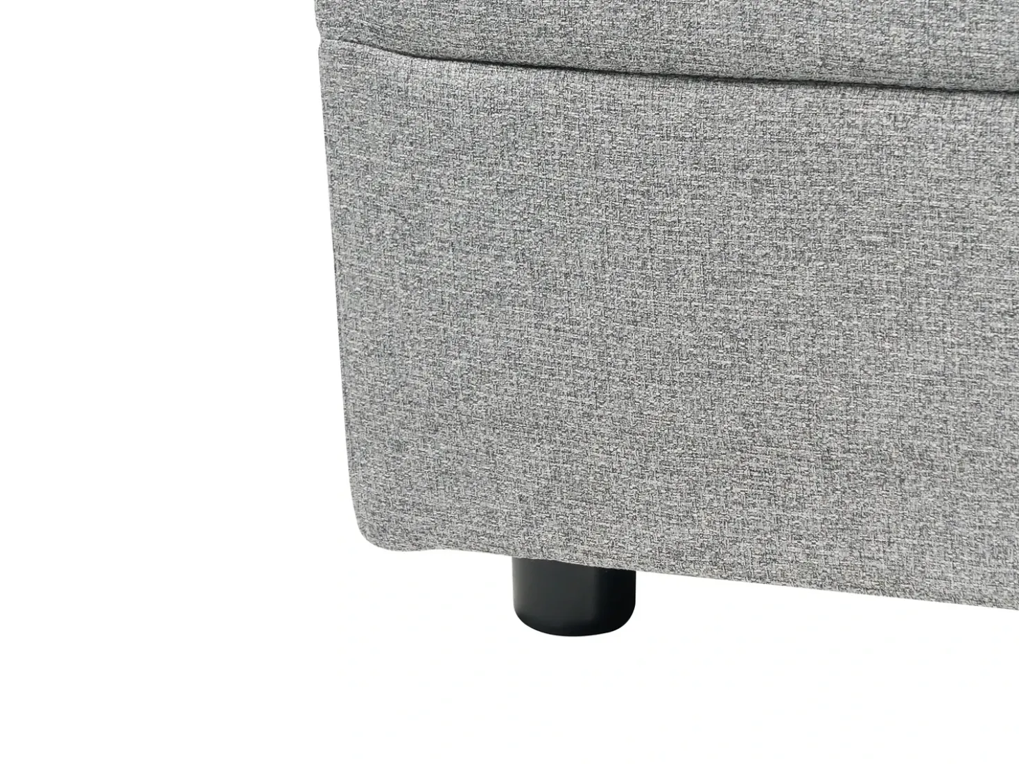 Divano letto angolare 3 posti HRISEY Lino sintetico Grigio con contenitore Lato destro