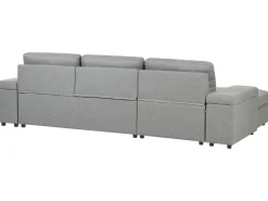Divano letto angolare 3 posti HRISEY Lino sintetico Grigio con contenitore Lato destro
