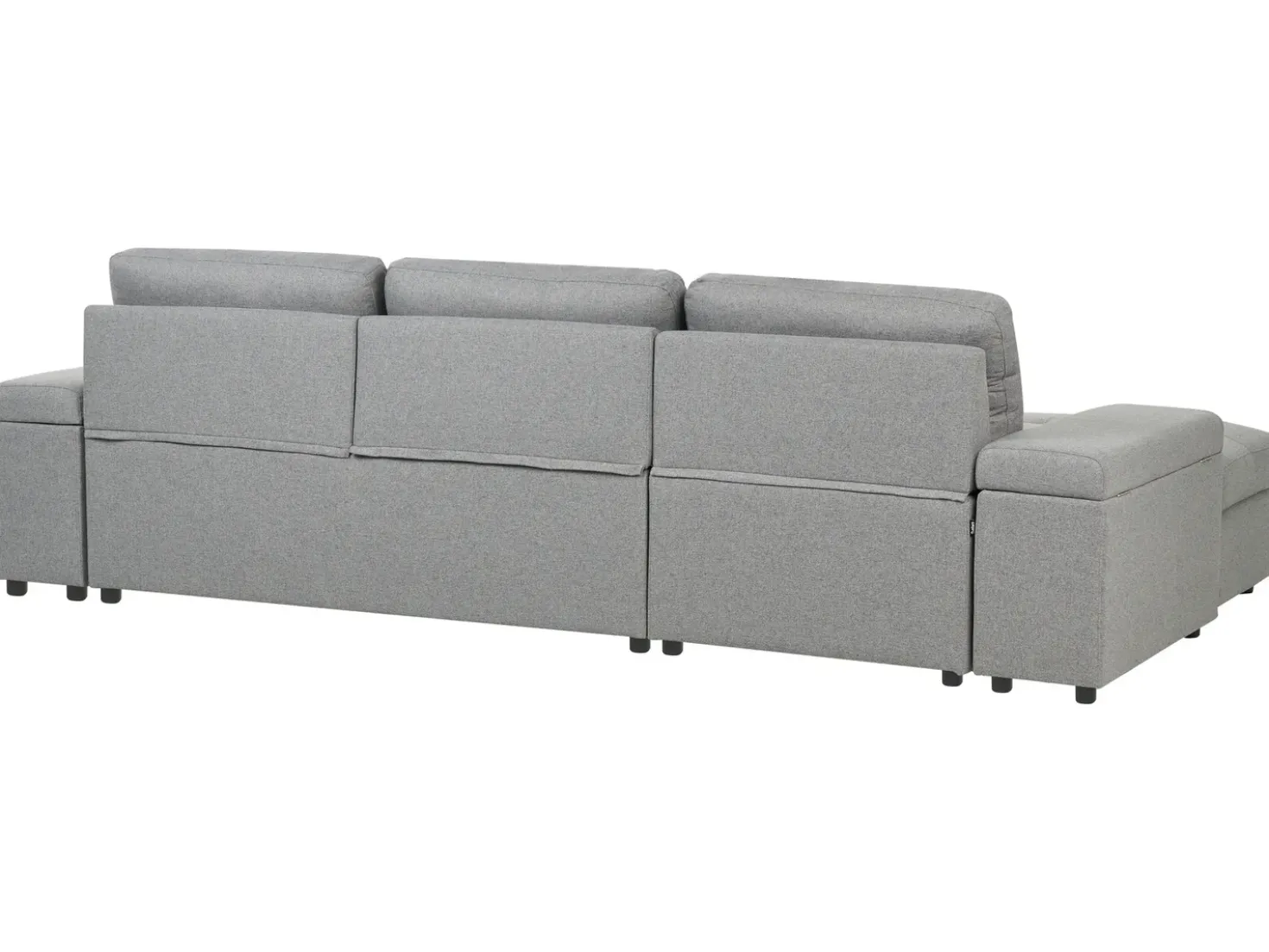 Divano letto angolare 3 posti HRISEY Lino sintetico Grigio con contenitore Lato destro