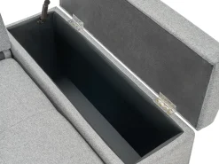Divano letto angolare 3 posti HRISEY Lino sintetico Grigio con contenitore Lato destro