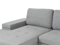 Divano letto angolare 3 posti HRISEY Lino sintetico Grigio con contenitore Lato destro