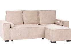 Divano letto angolare 3 posti EDANE Tessuto Beige con contenitore Lato Sinistro