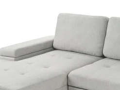 Divano letto angolare 3 posti HRISEY Lino sintetico Grigio chiaro con contenitore Lato destro