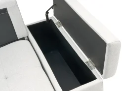 Divano letto angolare 3 posti HRISEY Lino sintetico Grigio chiaro con contenitore Lato destro