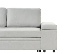 Divano letto angolare 3 posti HRISEY Lino sintetico Grigio chiaro con contenitore Lato destro