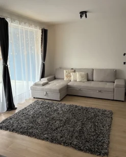 Divano letto angolare 3 posti HRISEY Lino sintetico Grigio chiaro con contenitore Lato destro
