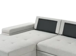 Divano letto angolare 3 posti HRISEY Lino sintetico Grigio chiaro con contenitore Lato destro
